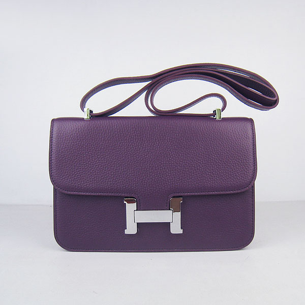 7A Hermes Constance Togo Leather Single Bag Purple Silver Hardware H020 - Click Image to Close